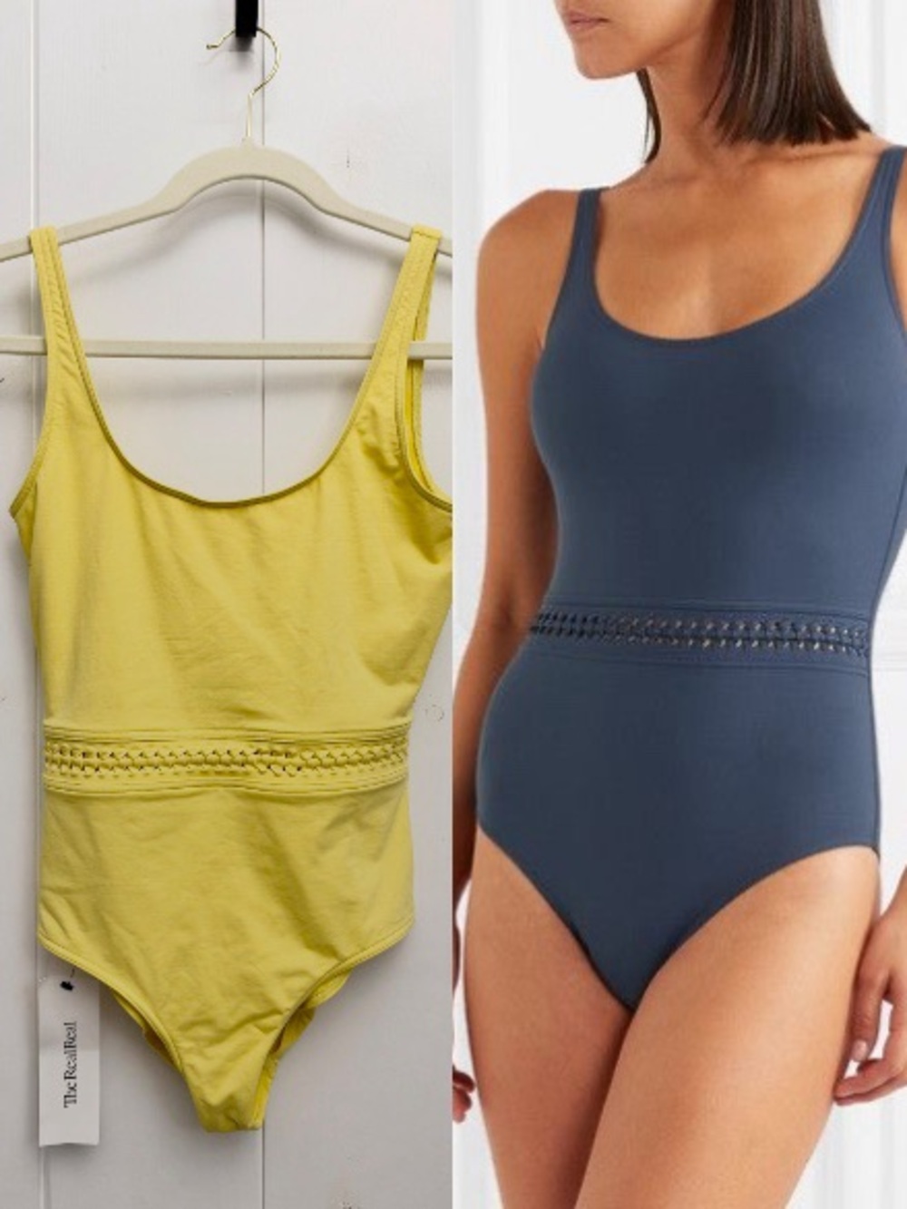 ERES Close Up Blurry Braid-trimmed Swimsuit In Yellow Size 8